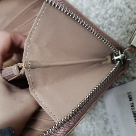 Jimmy Choo ballet pink and silver gunmetal zip wallet Authentic - Picture 9 of 10